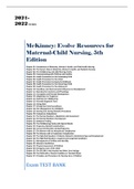 McKinney Evolve Resources for Maternal-Child Nursing, 5th Edition Complete Chapter 01-55  Questions and Answers TEST BANK Graded A+ 2024 Reviewed