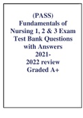 Fundamentals of  Nursing Complete Chapter 1, 2 & 3 Exam Test Bank Questions  with Answers   review Graded A+