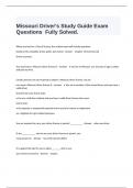  Missouri Driver's Study Guide Exam Questions  Fully Solved&period;