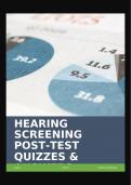 HEARING SCREENING POST-TEST QUIZZES & ANSWERS GRADED A&plus;