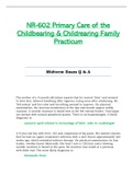 Midterm Exam Q & A - NR602 / NR-602 / NR 602 (Latest) : Primary Care of the Childbearing and Childrearing Family Practicum - Chamberlain