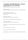 ANATOMY AND PHYSIOLOGY 1 &lpar;EXAM 1&rpar; QUESTIONS AND ANSWERS
