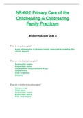 Midterm Exam Q & A - NR602 &sol; NR-602 &sol; NR 602 &lpar;Latest&rpar; &colon; Primary Care of the Childbearing and Childrearing Family Practicum - Chamberlain