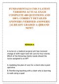 FUNDAMENTALS CMS 3 LATEST  VERSIONS ACTUAL EXAM  COMPLETE 400 QUESTIONS AND  100&percnt; CORRECT DETAILED  ANSWERS &lpar;VERIFIED ANSWERS&rpar;  &vert;ALREADY GRADED A&plus;&vert;&vert;BRAND  NEW&excl;&excl;