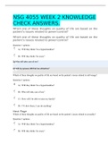 NSG 4055 WEEK 2 KNOWLEDGE CHECK ANSWERS