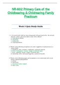 Week 3 Quiz Study Guide - NR602 &sol; NR-602 &sol; NR 602 &lpar;Latest&rpar; &colon; Primary Care of the Childbearing and Childrearing Family Practicum - Chamberlain