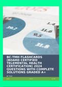 BC-TMH FLASHCARDS &lpar;BOARD CERTIFIED TELEMENTAL HEALTH CERTIFICATION&rpar; 2024 QUESTIONS WITH COMPLETE SOLUTIONS GRADED A&plus;