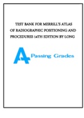 TEST BANK FOR MERRILL&rsquo;S ATLAS OF RADIOGRAPHIC POSITIONING AND PROCEDURES 14TH EDITION BY LONG