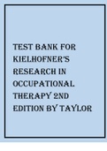 TEST BANK FOR KIELHOFNER&rsquo;S RESEARCH IN OCCUPATIONAL THERAPY 2ND EDITION BY TAYLOR
