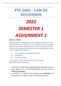 PVL2602 -LAW OF SUCCESSION- 2022 -SEMESTER 1-ASSIGNMENT 1-DETAILED ANSWERS /EXPLANATIONS TO THE QUESTIONS ⭐⭐⭐⭐⭐