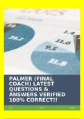PALMER &lpar;FINAL COACH&rpar; LATEST QUESTIONS & ANSWERS VERIFIED 100&percnt; CORRECT&excl;&excl;