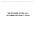 TEST BANK FOR CRITICAL CARE NURSING 8TH EDITION BY URDEN.