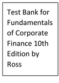 Test Bank for Fundamentals of Corporate Finance 10th Edition by Ross.