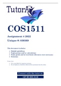 COS1511 Assignment  1, 2, 3 & 4 2022