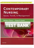 TEST BANK CHERRY & JACOB CONTEMPORARY NURSING ISSUES&comma; TRENDS&comma; AND MANAGEMENT&comma; 7TH EDITION Chapters 1-14 Test Bank Questions with Complete Solutions