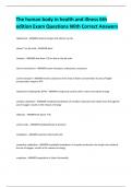 The human body in health and illness 6th edition Exam Questions With Correct Answers