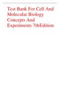 Test Bank For Cell And Molecular Biology Concepts And Experiments 7th Edition 