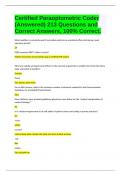 Certified Paraoptometric Coder &lpar;Answered&rpar; 213 Questions and Correct Answers&comma; 100&percnt; Correct&period;