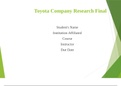 Harvard University Toyota Company Research Final