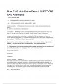 Nurs 5315&colon; Adv Patho Exam 1 QUESTIONS AND ANSWERS