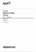 AQA A LEVEL MEDIA STUDIES MARK SCHEME PAPER 1 2024 &lpar;7572&sol;1&colon; Media One&rpar;