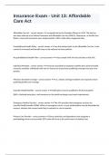 Insurance Exam - Unit 13&colon; Affordable Care Act correctly answered to pass