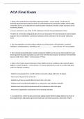 ACA Final Exam with correct answers graded A&plus; passed