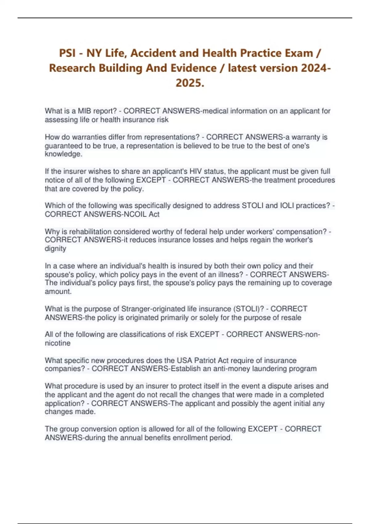 Psi Ny Life Accident And Health Practice Exam Research Building