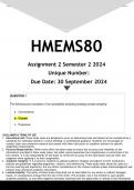HMEMS80 Assignment 2 &lpar;ANSWERS&rpar; Semester 2 2024 - DISTINCTION GUARANTEED