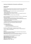 Summary + lecture notes Introduction to Economics and Business