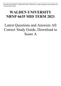 WALDEN UNIVERSITY NRNP 6635 MID TERM 2021 Latest Questions and Answers All Correct Study Guide