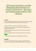 ATI Dosage Calculation and Safe Medication Administration 3&period;0 - Pediatric Medications &vert; Questions and Verified Answers &lpar;2024 &sol; 2025 Updates&rpar;