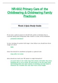 Week 2 Quiz Study Guide - NR602 &sol; NR-602 &sol; NR 602 &lpar;Latest&rpar; &colon; Primary Care of the Childbearing and Childrearing Family Practicum - Chamberlain