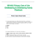 Week 2 Quiz Study Guide - NR602 &sol; NR-602 &sol; NR 602 &lpar;Latest&rpar; &colon; Primary Care of the Childbearing and Childrearing Family Practicum - Chamberlain
