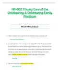 Week 8 Final Exam - NR602 &sol; NR-602 &sol; NR 602 &lpar;Latest&rpar; &colon; Primary Care of the Childbearing and Childrearing Family Practicum - Chamberlain