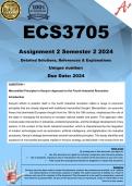 ECS3705 Assignment 2 &lpar;COMPLETE ANSWERS&rpar; Semester 2 2024