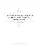 TEST BANK MEDICAL SURGICAL NURSING 10th Edition IGNATAVICIUS WORKMAN, (ALL CHAPTERS COVERED)
