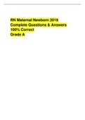 RN Maternal Newborn 2019-70 Complete Questions & Answers 100% Correct Grade A