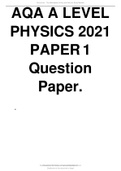 AQA A LEVEL 2021 PHYSICS PAPER 1 QUESTION PAPER(VERIFIED QUESTIONS 2021)