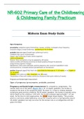 Midterm Exam Study Guide - NR602 &sol; NR-602 &sol; NR 602 &lpar;Latest&rpar; &colon; Primary Care of the Childbearing and Childrearing Family Practicum - Chamberlain