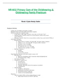 Week 3 Quiz Study Guide - NR602 &sol; NR-602 &sol; NR 602 &lpar;Latest&rpar; &colon; Primary Care of the Childbearing and Childrearing Family Practicum - Chamberlain