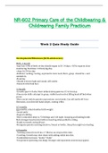 Week 2 Quiz Study Guide - NR602 / NR-602 / NR 602 (Latest) : Primary Care of the Childbearing and Childrearing Family Practicum - Chamberlain