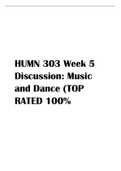HUMN 303 Week 5 Discussion Music and Dance (TOP RATED 100%.pdf