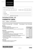  Oxford AQA A-level Chemistry (9620) (9620) INTERNATIONAL AS CHEMISTRY (9620) Unit 2: Organic 1 and Physical 1. QP Jan 2021