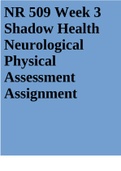 NR 509 Week 3 Shadow Health Neurological Physical Assessment Assignment