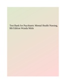 Test Bank for Psychiatric Mental Health Nursing, 8th Edition Wanda Mohr