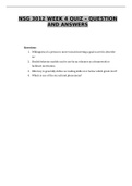NSG 3012&vert; Week 4 Quiz&vert; Question and Answers