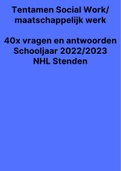 Voorbeeld tentamen Social Work / Maatschappelijk Werk Stenden - 2022/2023 - 40 vragen en antwoorden