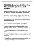 POLI 330&comma; Terrorism & Ethics Final Review exam questions and answers