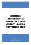 HMEMS80 Assignment 2 Semester 2 2024 &lpar;755747&rpar; - DUE 30 September 2024